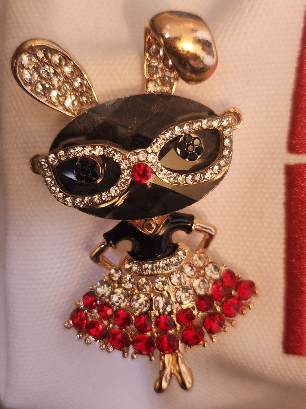 MISS DIOR Beauty Cosmetic Pouch W Rhinestone Bunny Pin NWOT - Picture 2 of 10